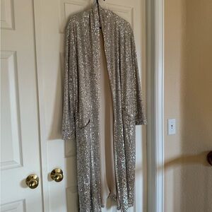Silver Sequin Long Kimono / Cardigan L